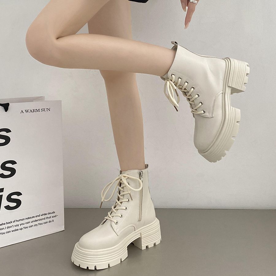 British style white thick sole - đánh giá và giá Sock Boot Women