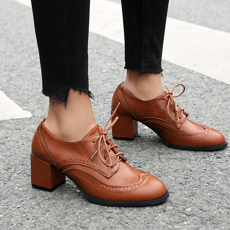Plus Size 36-48 Brown Black Co - đánh giá và giá Oxford Lace Up Women