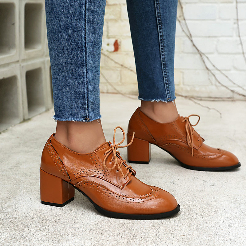 Plus Size 36-48 Brown Black Co - đánh giá và giá Oxford Lace Up Women