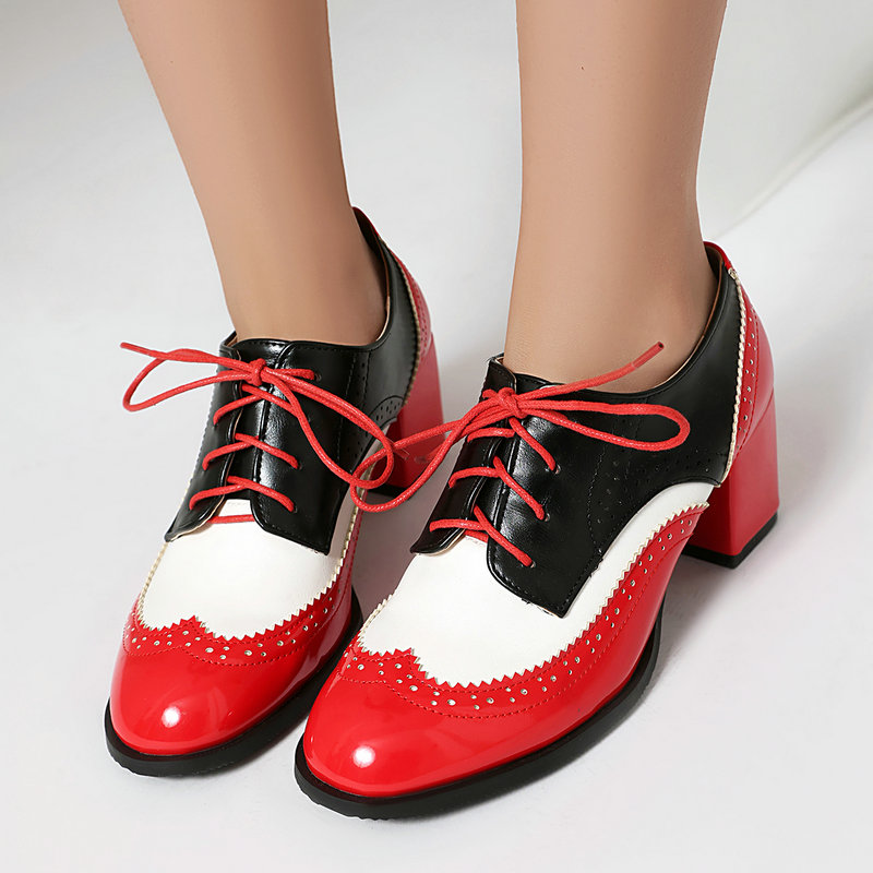 Plus Size 36-48 Brown Black Co - đánh giá và giá Oxford Lace Up Women