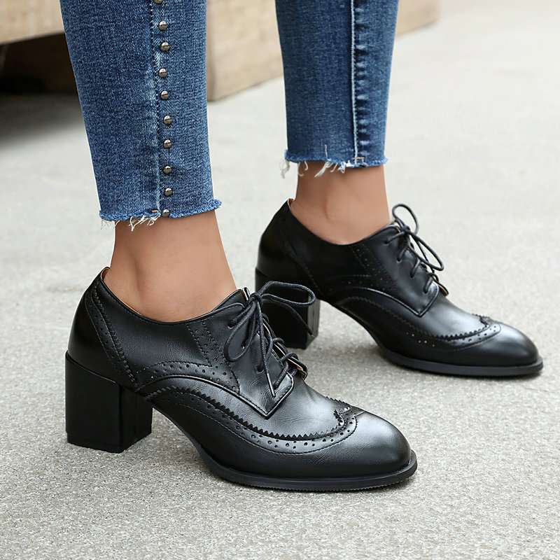 Plus Size 36-48 Brown Black Co - đánh giá và giá Oxford Lace Up Women