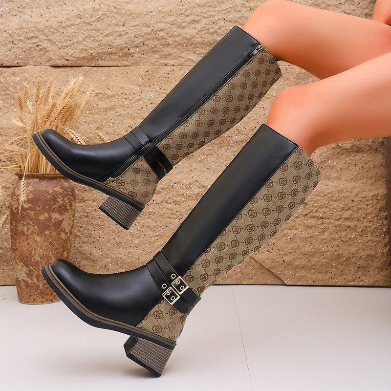 2026 Autumn Vintage Color-Bloc - đánh giá và giá Knee High Boots Women