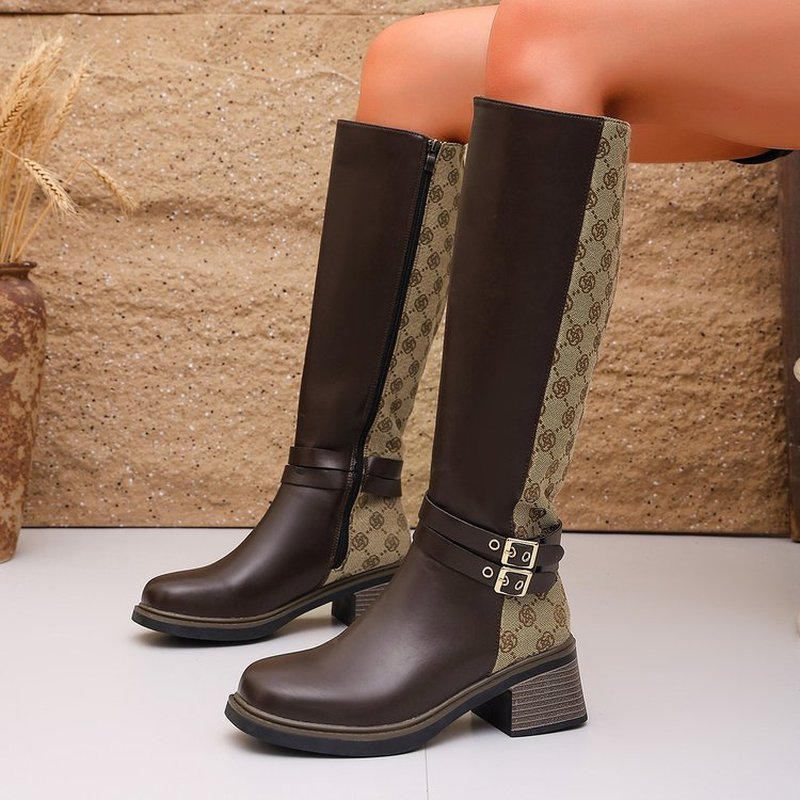 2026 Autumn Vintage Color-Bloc - đánh giá và giá Knee High Boots Women